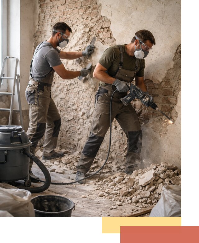 Демонтаж штукатурки со стен в Зеленодольске быстро и аккуратно