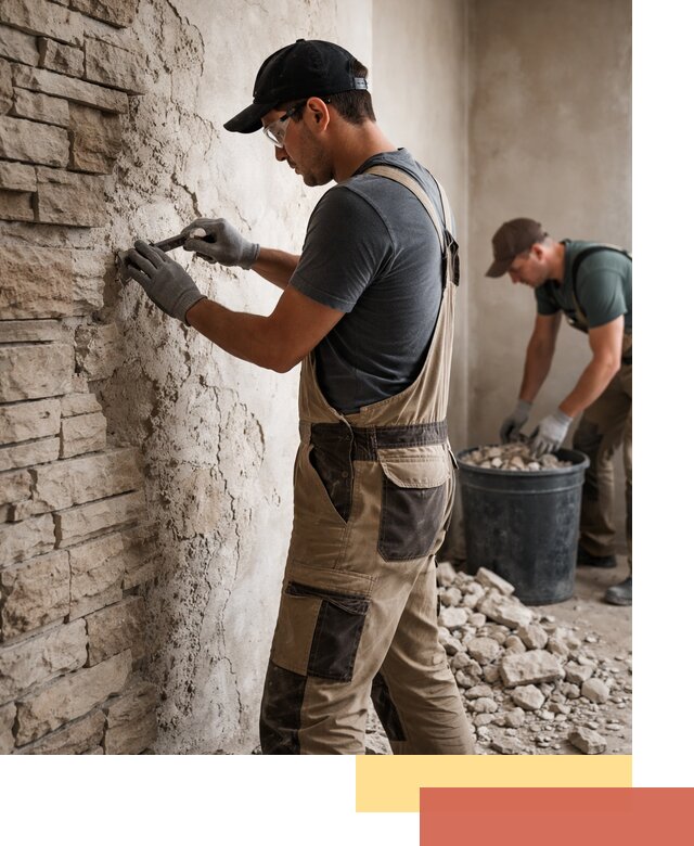 Демонтаж декоративного камня в Зеленодольске профессионально и безопасно