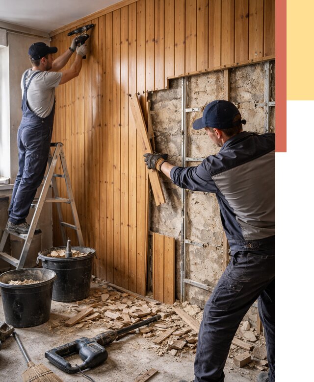 Демонтаж вагонки со стен в Зеленодольске от 1501 руб. — снятие, удаление, срочно | ОТДЕЛОЧНИК-Злн