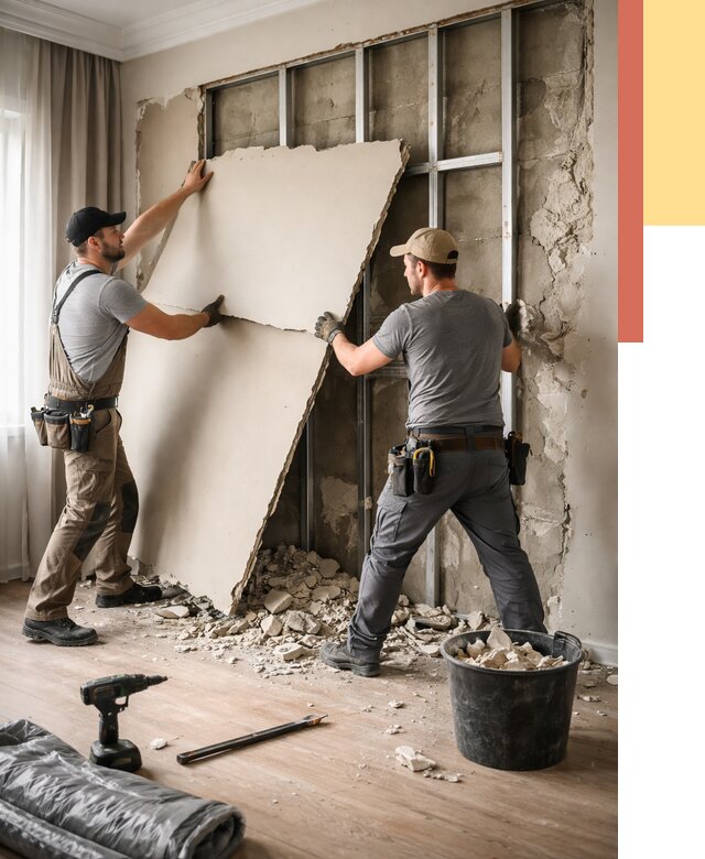 Демонтаж гипсокартона со стен в Зеленодольске от 362 руб. — услуги демонтажа | ОТДЕЛОЧНИК-Злн