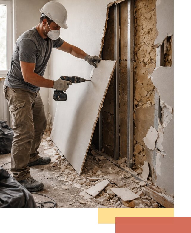 Демонтаж гипсокартона со стен в Зеленодольске качественно и быстро