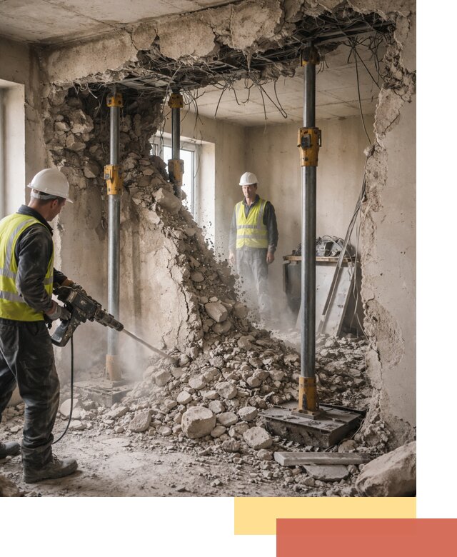 Снос несущих стен в Зеленодольске с гарантией безопасности и качества