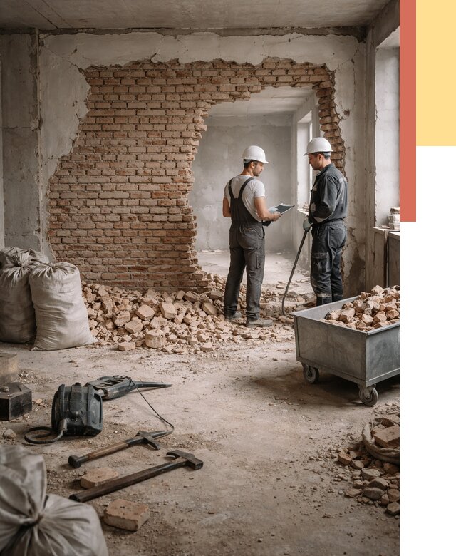 Демонтаж кирпичных стен в Зеленодольске от 4347 руб. — быстро, недорого, под ключ | ОТДЕЛОЧНИК-Злн