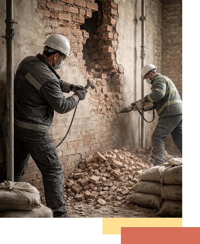 Демонтаж кирпичных стен в Зеленодольске быстро и безопасно