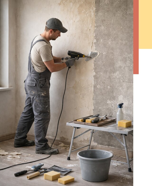 Очистка стен от клея в Зеленодольске от 1915 руб. — снятие и удаление клея со стен | ОТДЕЛОЧНИК-Злн