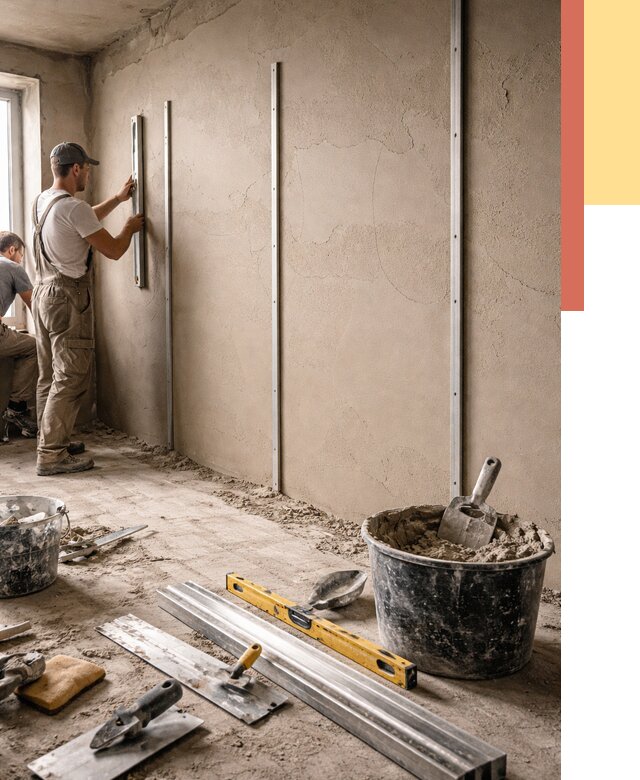 Штукатурка стен по маякам в Зеленодольске от 5693 руб./м² — выравнивание под ключ | ОТДЕЛОЧНИК-Злн