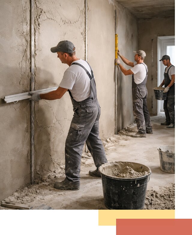 Штукатурка стен по маякам в Зеленодольске — точная и ровная поверхность