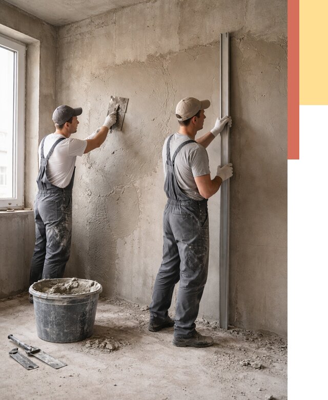 Штукатурка бетонных стен в Зеленодольске от 4658 руб/м² — качественно и быстро | ОТДЕЛОЧНИК-Злн