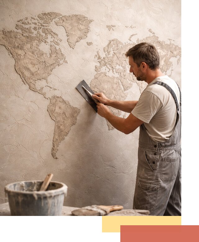 Декоративная штукатурка «Карта мира» под ключ в Зеленодольске