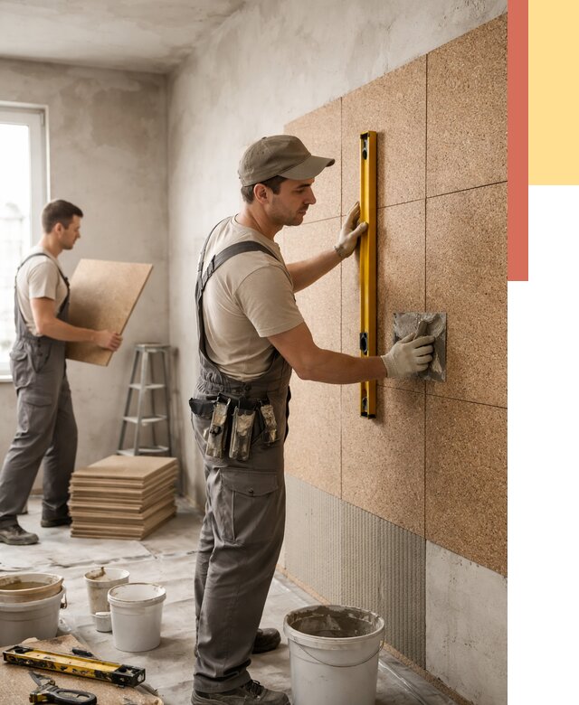 Монтаж пробковых панелей на стены в Зеленодольске от 3623 руб. — ОТДЕЛОЧНИК-Злн