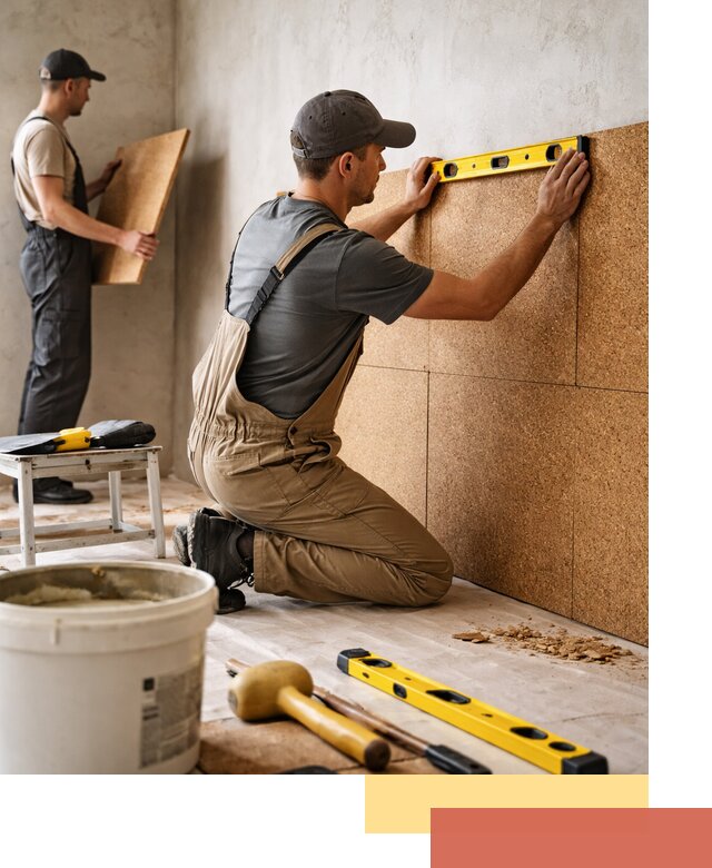 Монтаж пробковых панелей на стены в Зеленодольске быстро и качественно