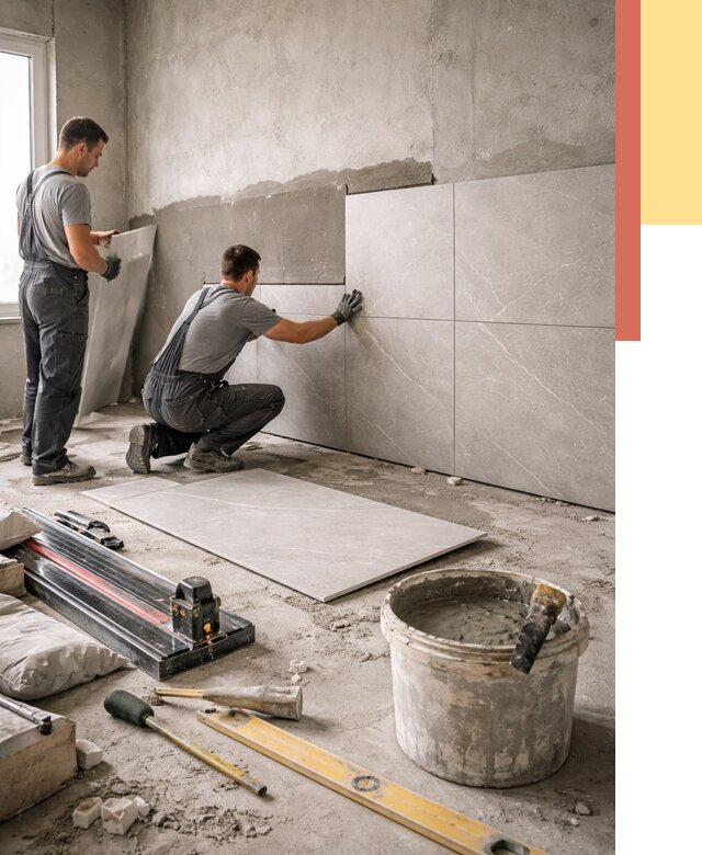 Облицовка стен керамогранитом в Зеленодольске от 4347 руб./м² — услуги под ключ | ОТДЕЛОЧНИК-Злн