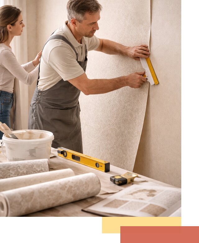 Поклейка обоев с подбором рисунка в Зеленодольске