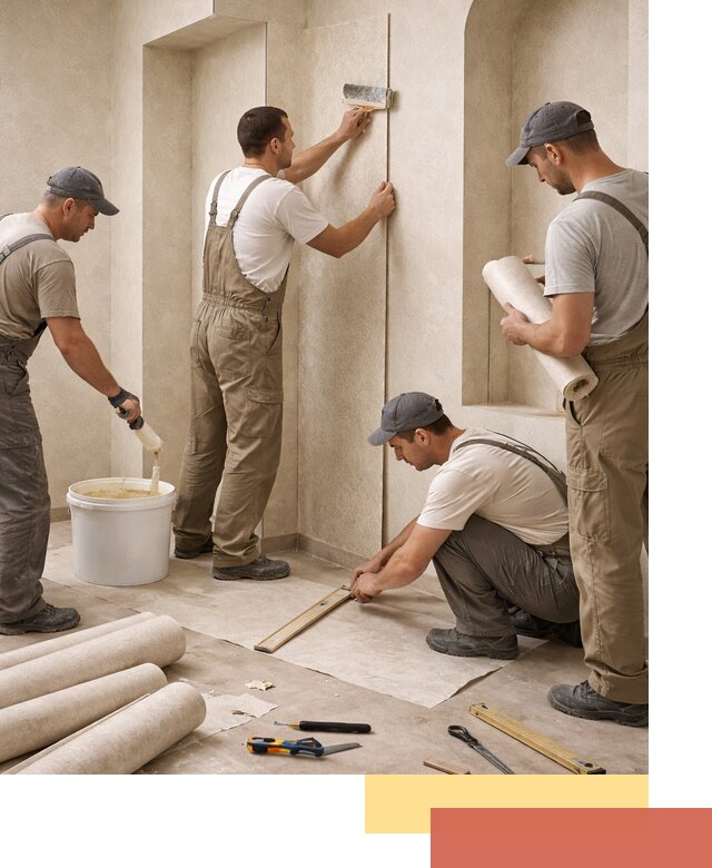 Поклейка обоев на сложные стены и неровные поверхности в Зеленодольске