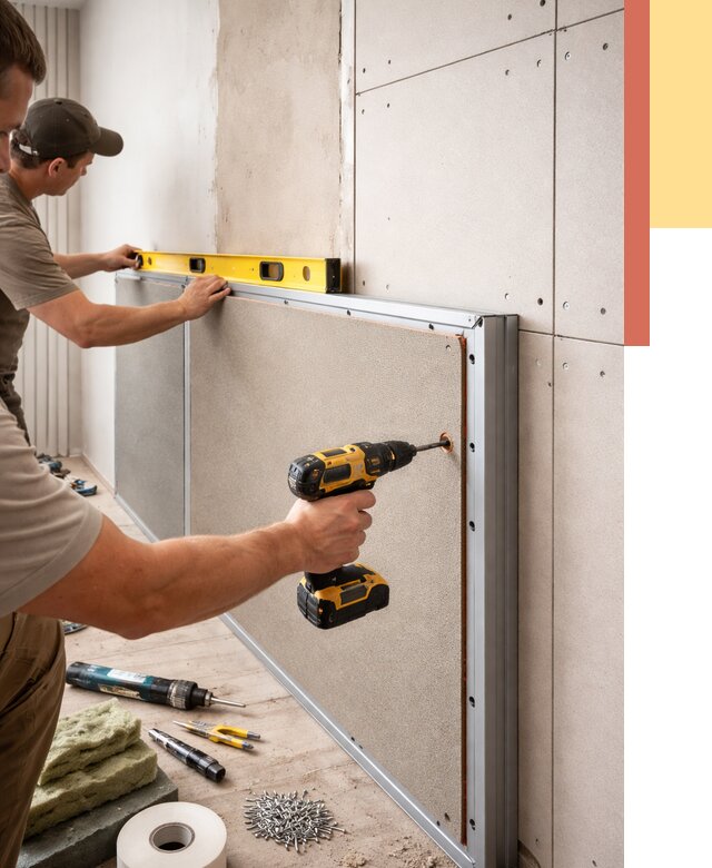 Шумоизоляция стен панелями ЗИПС в Зеленодольске от 2277 руб./м² под ключ | ОТДЕЛОЧНИК-Злн