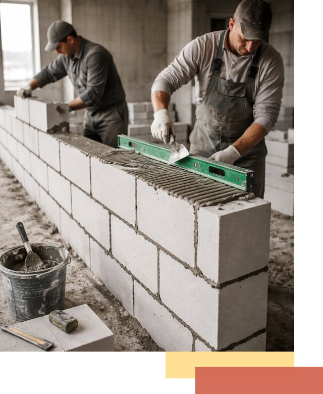 Кладка перегородок из газобетона в Зеленодольске быстро и качественно