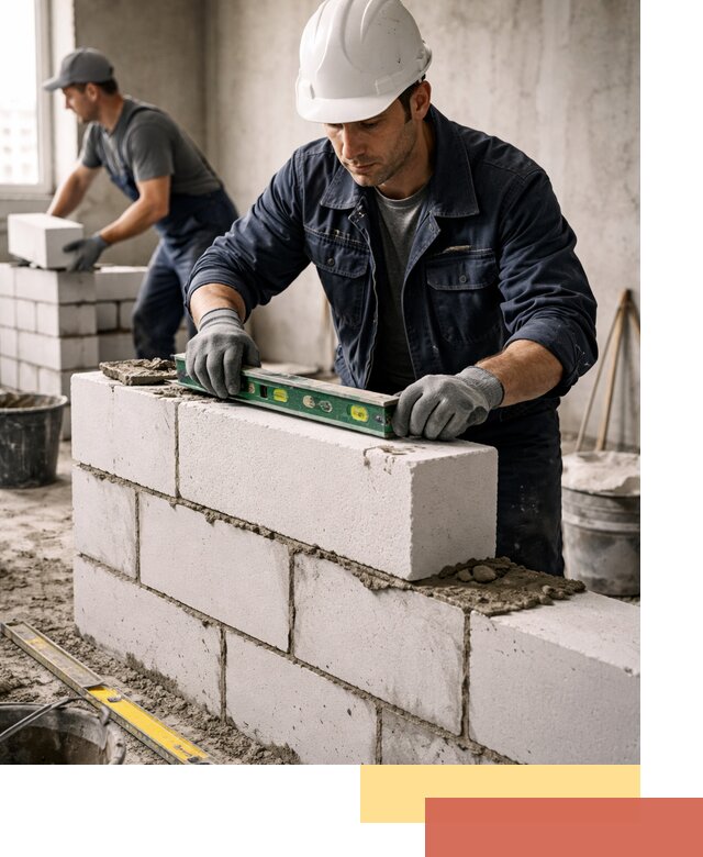 Кладка перегородок из пеноблока под ключ в Зеленодольске