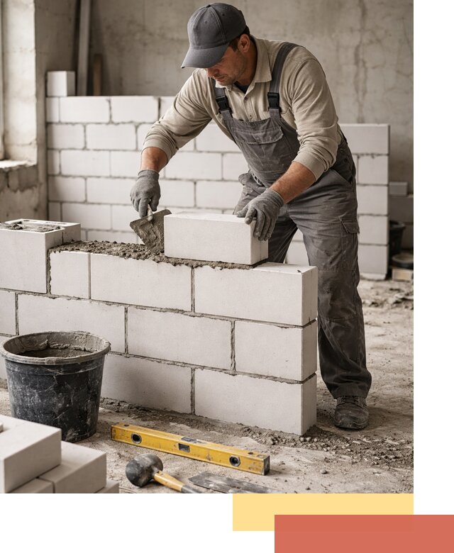 Кладка перегородок из силикатного блока в Зеленодольске