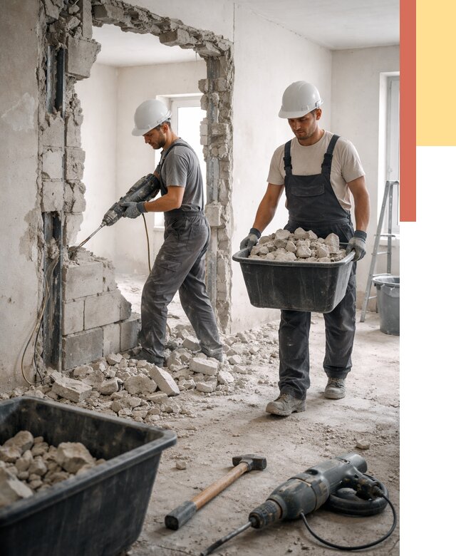 Демонтаж блоковых перегородок в Зеленодольске от 3881 руб. — быстро и недорого | ОТДЕЛОЧНИК-Злн