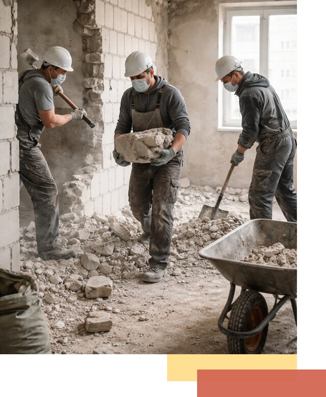 Демонтаж блочных перегородок в Зеленодольске быстро и аккуратно