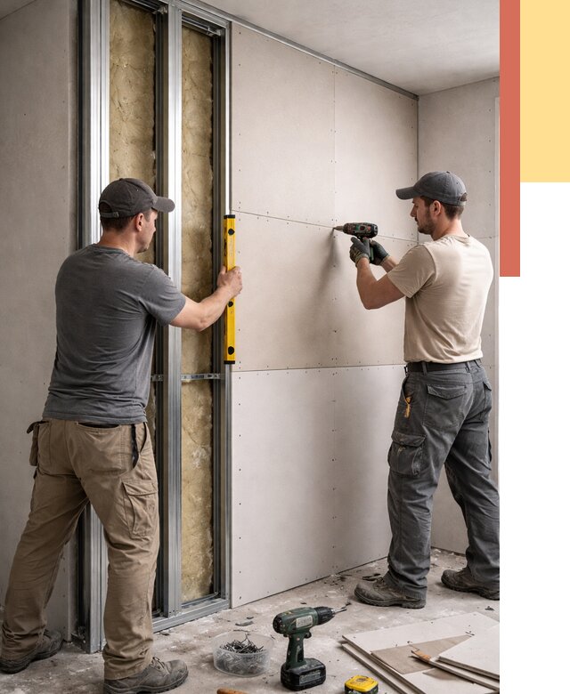 Монтаж двухслойной перегородки из гипсокартона в Зеленодольске от 1501 руб. | ОТДЕЛОЧНИК-Злн