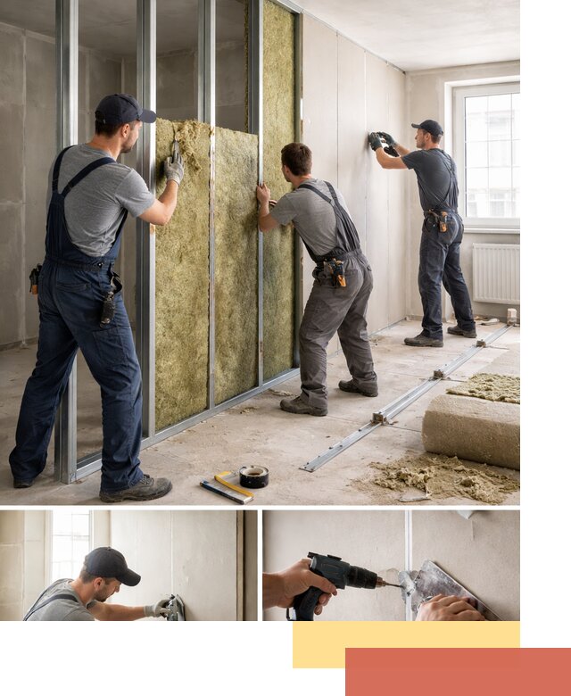 Перегородка из гипсокартона с шумоизоляцией в Зеленодольске — монтаж под ключ