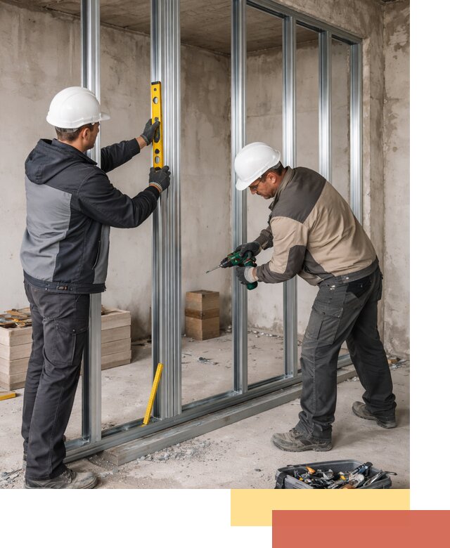 Монтаж каркаса перегородки из профиля в Зеленодольске