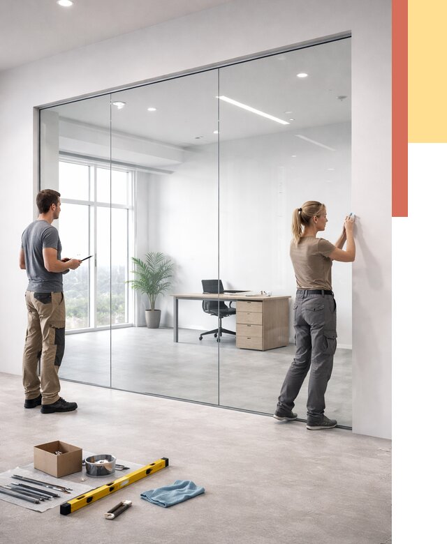 Перегородки из закаленного стекла в Зеленодольске от 9833 руб. под ключ | ОТДЕЛОЧНИК-Злн