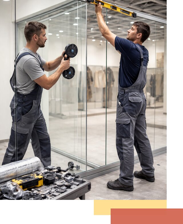 Стеклянные перегородки для магазинов в Зеленодольске — монтаж и установка