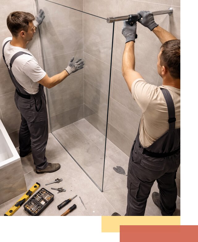 Стеклянные перегородки для душа в Зеленодольске — изготовление и монтаж