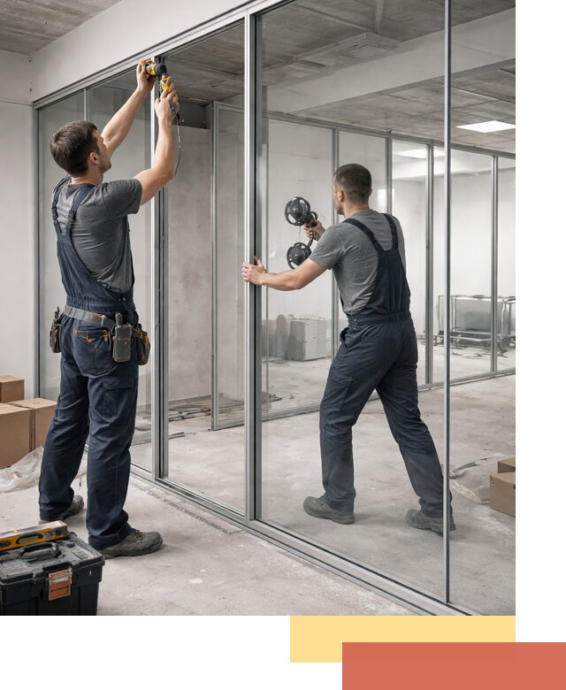 Алюминиевые перегородки со стеклом в Зеленодольске — изготовление и монтаж