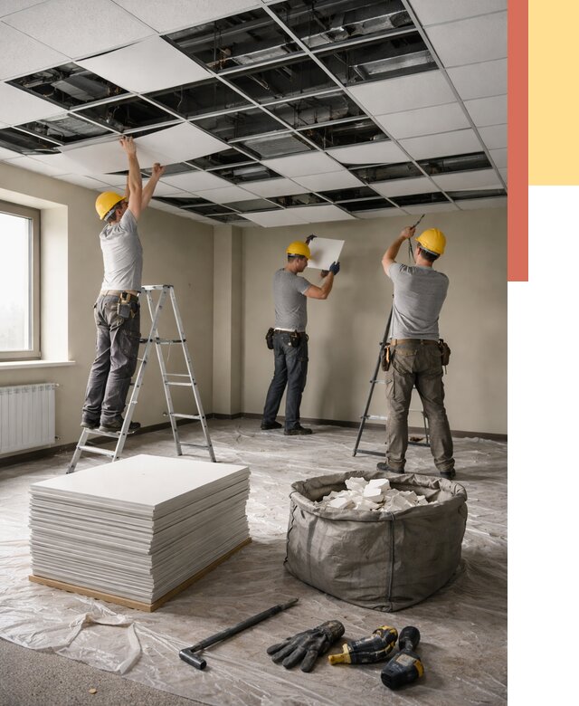 Демонтаж потолка Армстронг в Зеленодольске от 4658 руб. быстро и недорого | ОТДЕЛОЧНИК-Злн