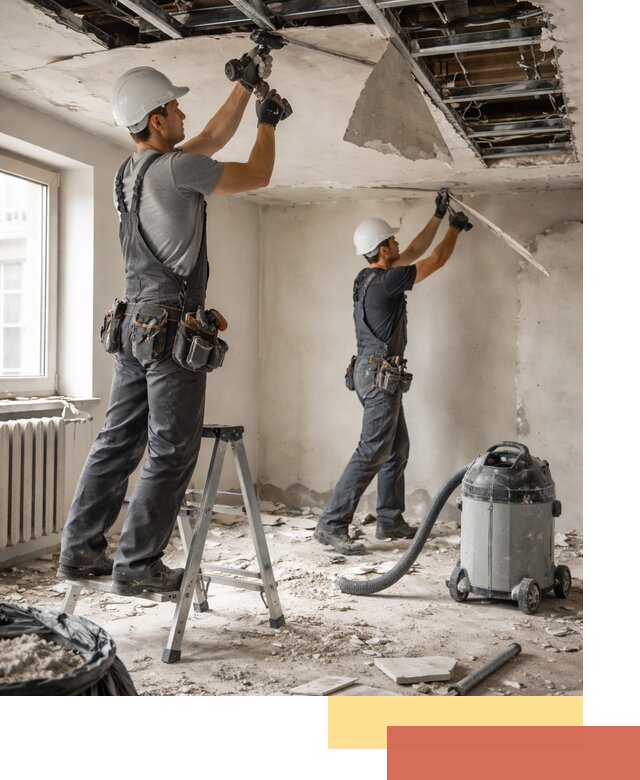 Демонтаж гипсокартонного потолка в Зеленодольске быстро и аккуратно