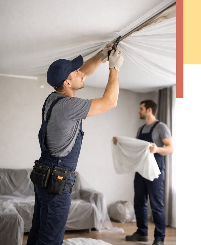 Демонтаж натяжного потолка в Зеленодольске от 4658 руб. — снятие и разбор под ключ | ОТДЕЛОЧНИК-Злн