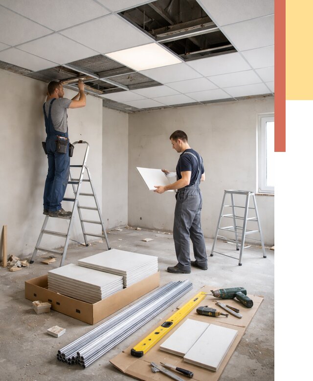 Монтаж потолка армстронг в Зеленодольске от 4658 руб/м2 — быстрая установка под ключ | ОТДЕЛОЧНИК-Злн