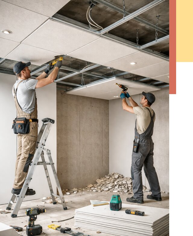 Монтаж акустического потолка в Зеленодольске от 6728 руб/м2 — быстро и недорого | ОТДЕЛОЧНИК-Злн