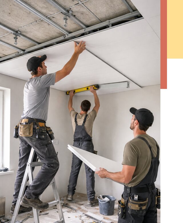 Монтаж потолка из ПВХ панелей в Зеленодольске от 3623 руб./м2 — быстро и недорого | ОТДЕЛОЧНИК-Злн