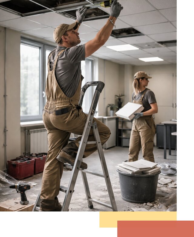 Ремонт потолка Армстронг и замена плит в Зеленодольске