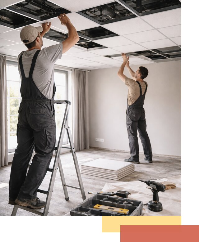 Замена плит подвесного потолка в Зеленодольске быстро и качественно