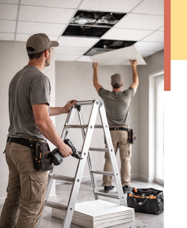 Обслуживание подвесного потолка в Зеленодольске от 3623 руб. — быстро и недорого | ОТДЕЛОЧНИК-Злн