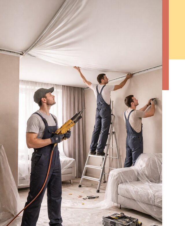 Установка натяжного потолка в Зеленодольске от 4658 руб. | Быстро и недорого — ОТДЕЛОЧНИК-Злн