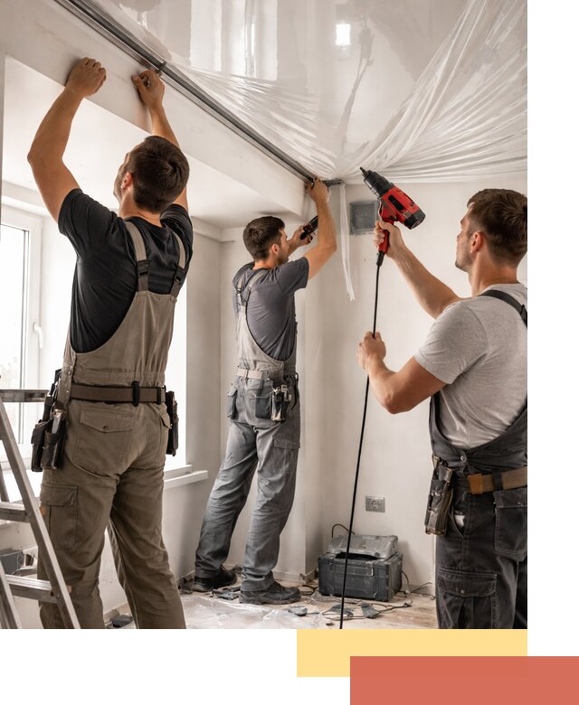 Монтаж глянцевого натяжного потолка в Зеленодольске быстро и качественно