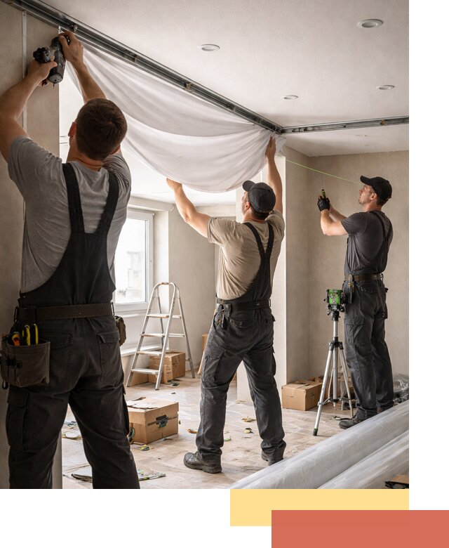 Монтаж парящего натяжного потолка под ключ в Зеленодольске