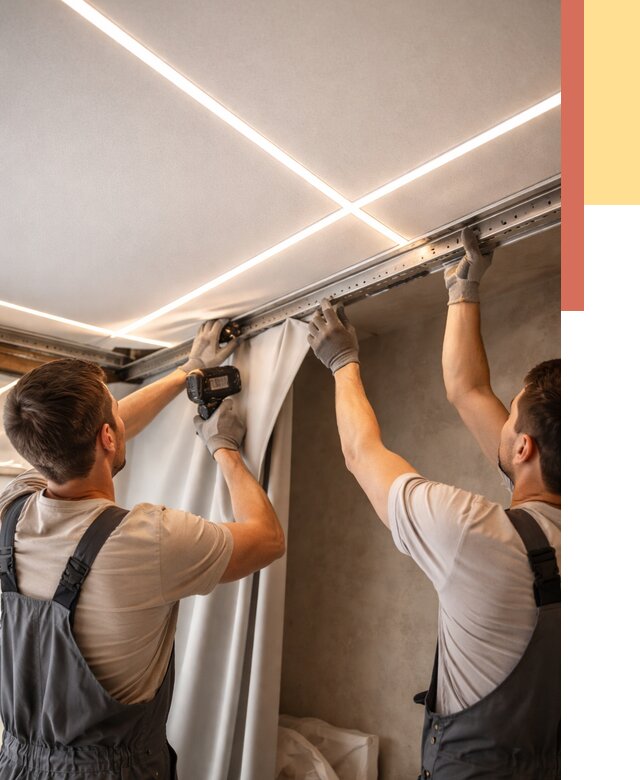 Монтаж натяжного потолка со световыми линиями в Зеленодольске от 1242 руб. | ОТДЕЛОЧНИК-Злн