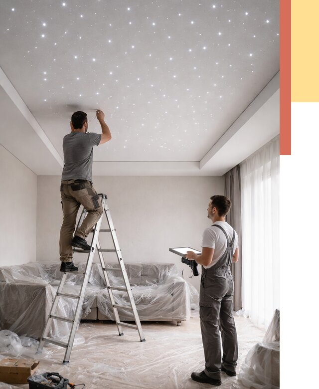 Монтаж натяжного потолка «звездное небо» в Зеленодольске от 6728 руб. | ОТДЕЛОЧНИК-Злн