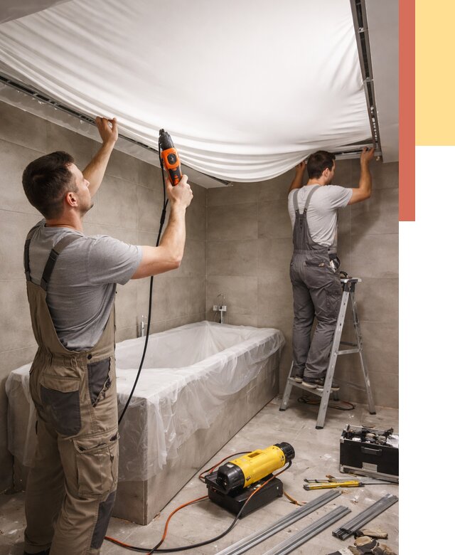 Монтаж натяжного потолка в ванной в Зеленодольске от 1242 руб. под ключ | ОТДЕЛОЧНИК-Злн