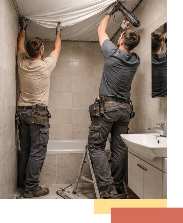 Монтаж натяжного потолка в ванной в Зеленодольске быстро и качественно