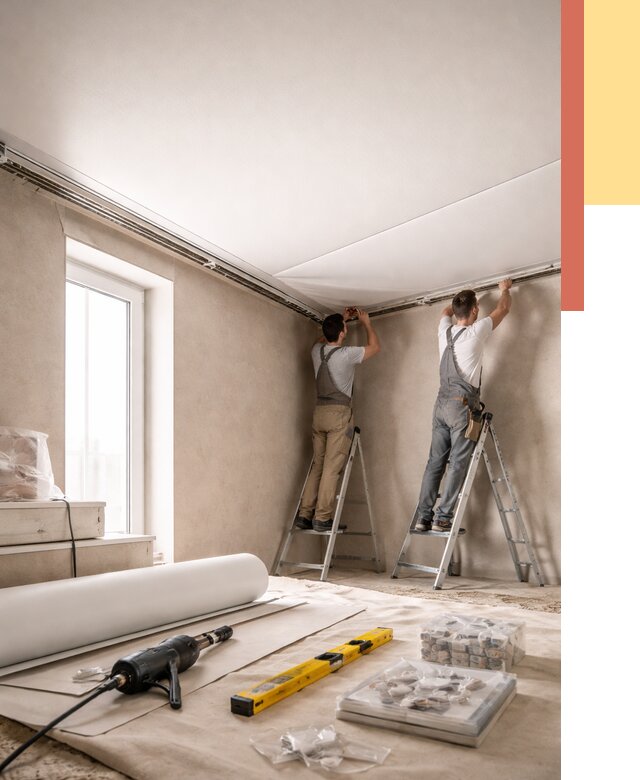 Монтаж натяжного потолка в спальне в Зеленодольске от 3933 руб. под ключ | ОТДЕЛОЧНИК-Злн