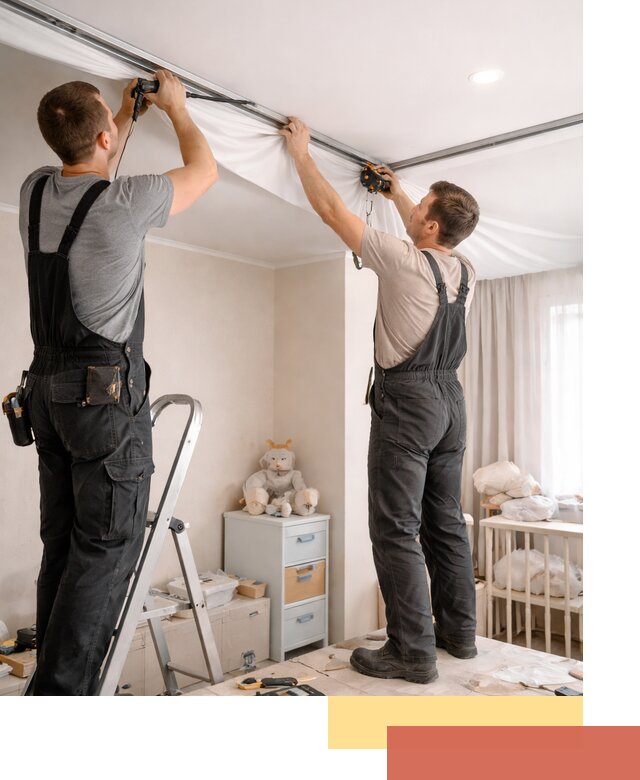 Монтаж натяжного потолка в детской комнате в Зеленодольске