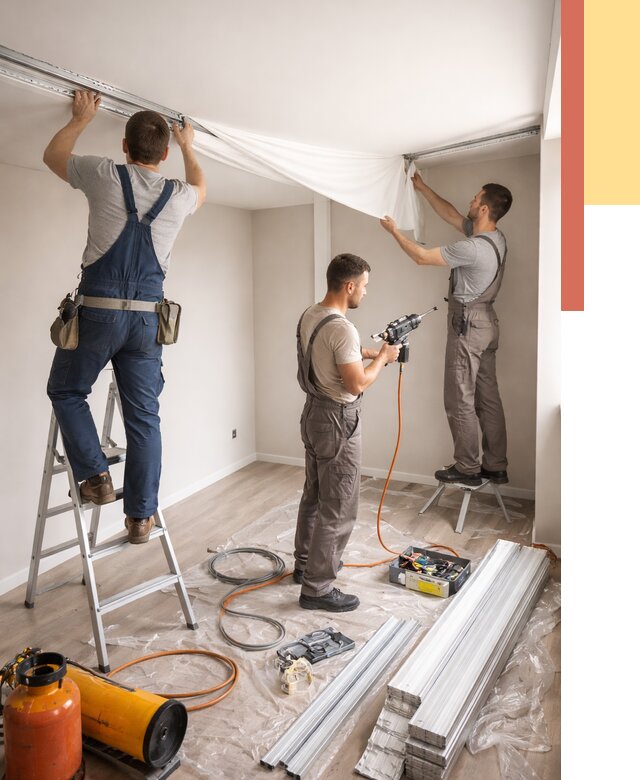 Монтаж натяжного потолка в студии в Зеленодольске от 5693 руб. — быстро и недорого | ОТДЕЛОЧНИК-Злн